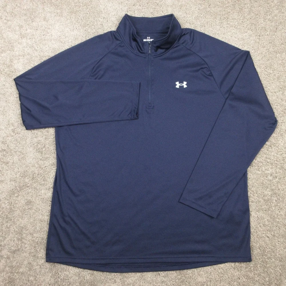 Under Armour Sweater Mens 3XL Navy Blue Solid Performance Golf Q Zip Lightweight